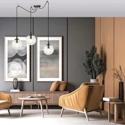 Lampe suspendue GIGI 3 BL TRANSPARENT, Emibig Lighting, Fabriqué en EU