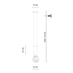 Lampe suspendue GLAM 1 WHITE/TRANSPARENT, Emibig Lighting, Fabriqué en EU