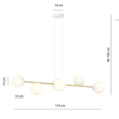 Lampe suspendue GRAVITY 6 WH GOLD, Emibig Lighting, Fabriqué en EU