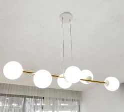 Lampe suspendue GRAVITY 6 WH GOLD, Emibig Lighting, Fabriqué en EU