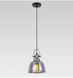 Lampe suspendue industrielle verre fumé - Linz