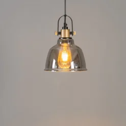 Lampe suspendue industrielle verre fumé - Linz