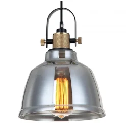 Lampe suspendue industrielle verre fumé - Linz