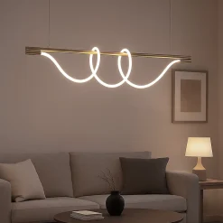 Lampe Suspendue Moderne Néon Ondulant SALSA avec Support Métal Doré - 360 - 45W - 4000K Blanc Neutre