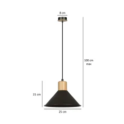 Lampe suspendue ROWEN 1 BLACK, Emibig Lighting, Fabriqué en EU