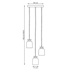 Lampe suspendue TARGET 3 BL PREM, Emibig Lighting, Fabriqué en EU