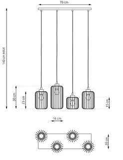 Lampe suspendue VANDER 4 BL, Emibig Lighting, Fabriqué en EU