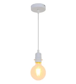 Lampe suspension design en métal blanc Compatible ampoule LED E27