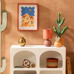 Lampe Timeo terracotta striée - céramique H25 cm - Atmosphera