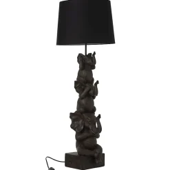Lampes 3 éléphants en résine et textile marron 36x36x98 cm