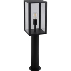 Lampes d'extérieur 'Aila' h:80cm , pour l'extérieur, lampe de socle en métal et verre en noir, E27 , lampe d'allée