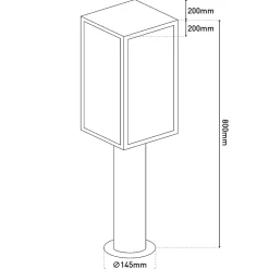 Lampes d'extérieur 'Aila' h:80cm , pour l'extérieur, lampe de socle en métal et verre en noir, E27 , lampe d'allée