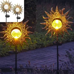 Lampes Solaires De Jardin Avec Pique, Lot De 2, Deco Jardin Exterieur Pour Terrasse