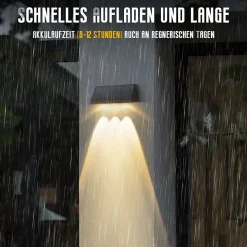 Lampes solaires d'extérieur NETTLIFE - 2 appliques murales solaires d'extérieur à LED, blanc chaud 3 000 K