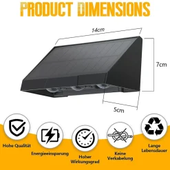 Lampes solaires d'extérieur NETTLIFE - 2 appliques murales solaires d'extérieur à LED, blanc chaud 3 000 K