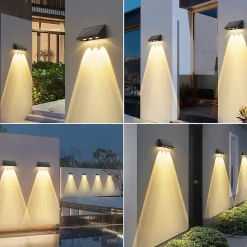 Lampes solaires d'extérieur NETTLIFE - 2 appliques murales solaires d'extérieur à LED, blanc chaud 3 000 K