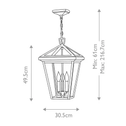 Lanterne à chaîne grande taille Alford Place 3 lumières