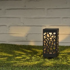 Lanterne carrée à piquer d'extérieur solaire LED integrée Macapa noir 0.12W