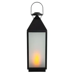 Lanterne décorative LED 'DORIS' en plastique et verre noir, LED intégrées, pour l'intérieur