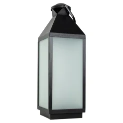 Lanterne décorative LED 'DORIS' en plastique et verre noir, LED intégrées, pour l'intérieur