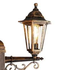 Lanterne d'extérieur antique dorée 3 lumières IP44 - New Haven