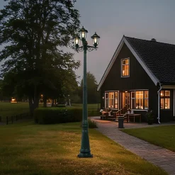 Lanterne d'extérieur classique vert foncé 217cm 3 lumières IP44 - New Haven