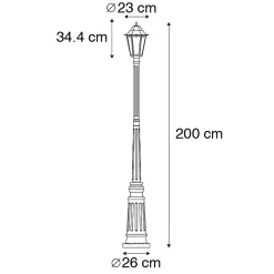 Lanterne d'extérieur classique noire 200 cm IP44 - Havana