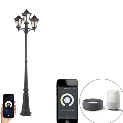 Lanterne d'extérieur intelligente noire 3 lumières avec WiFi ST64 - New Orleans