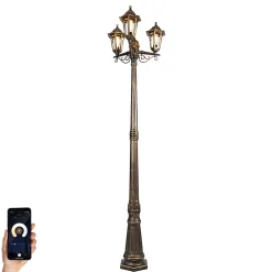 Lanterne d'extérieur intelligente dorée 3 lumières avec WiFi ST64 - New Haven