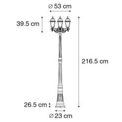Lanterne d'extérieur intelligente dorée 3 lumières avec WiFi ST64 - New Haven