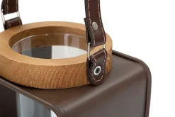 Lanterne en bois et verre brun 16x13x18,5 cm