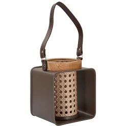 Lanterne en bois marron 16x13x20 cm