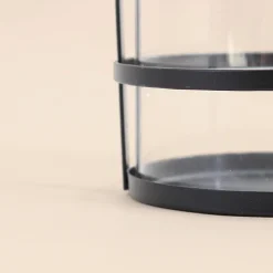 Lanterne en métal noir et verre 20x10cm