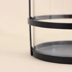 Lanterne en métal noir et verre 30x10cm