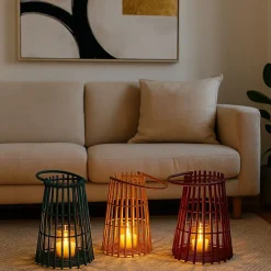 Lanterne en rotin conique 30cm