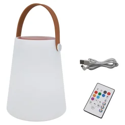 Lanterne enceinte extérieur LED bluetooth à batterie IP44 4 W 75lm RVB et blanc froid H.19,2 x l.15,7cm mat blanc, rouge et marron