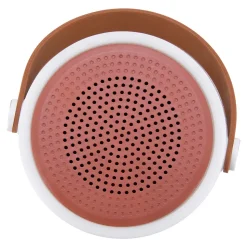 Lanterne enceinte extérieur LED bluetooth à batterie IP44 4 W 75lm RVB et blanc froid H.19,2 x l.15,7cm mat blanc, rouge et marron