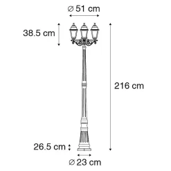 Lanterne intelligente or antique 3 lumières IP44 incl. Wifi ST64 - Capital