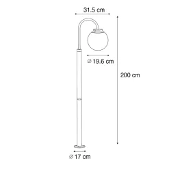 Lanterne moderne noire avec verre clair 200 cm IP44 - Sfera