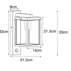 Lanterne murale d'extérieur brun rouille avec détecteur de mouvement IP44 - Charlois