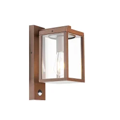 Lanterne murale d'extérieur brun rouille avec détecteur de mouvement IP44 - Charlois