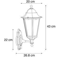 Lanterne murale d'extérieur noire avec détecteur de mouvement - La Havane IP44