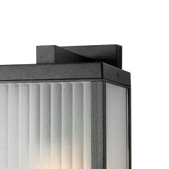 Lanterne murale d'extérieur noire avec verre nervuré IP44 - Charlois
