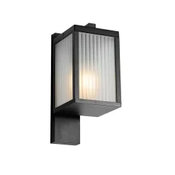 Lanterne murale d'extérieur noire avec verre nervuré IP44 - Charlois