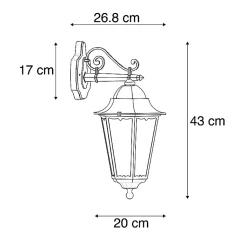Lanterne murale extérieure classique noire IP44 - Havana Down