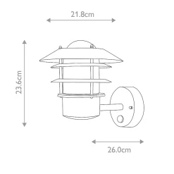 Lanterne murale Helsingor avec détecteur 1 lumière - Noir