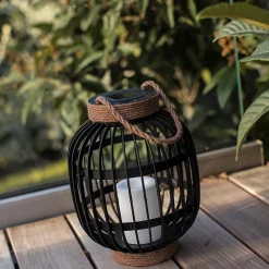 Lanterne solaire décorative FIDJY Noir Acier H30cm