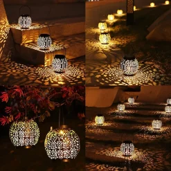 Lanterne Solaire de Jardin, 2 Paquet Lumière Solaire Extérieur Suspendue IP65 Étanche Blanc Chaud Solaires