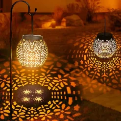 Lanterne Solaire de Jardin, 2 Paquet Lumière Solaire Extérieur Suspendue IP65 Étanche Blanc Chaud Solaires