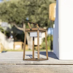 Lanterne solaire effet bois VERONA H30cm